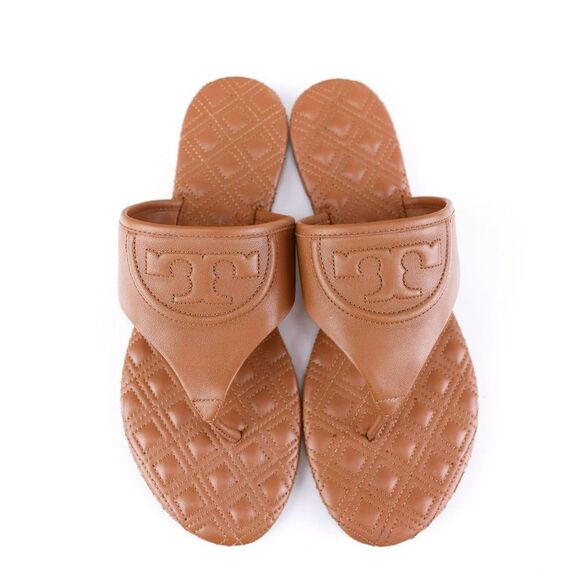 NIB Tory Burch FLEMING Quilted Sandals Tan 8.5 - Picture 5 of 11